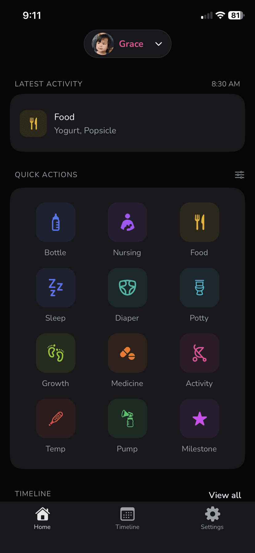 Quick actions