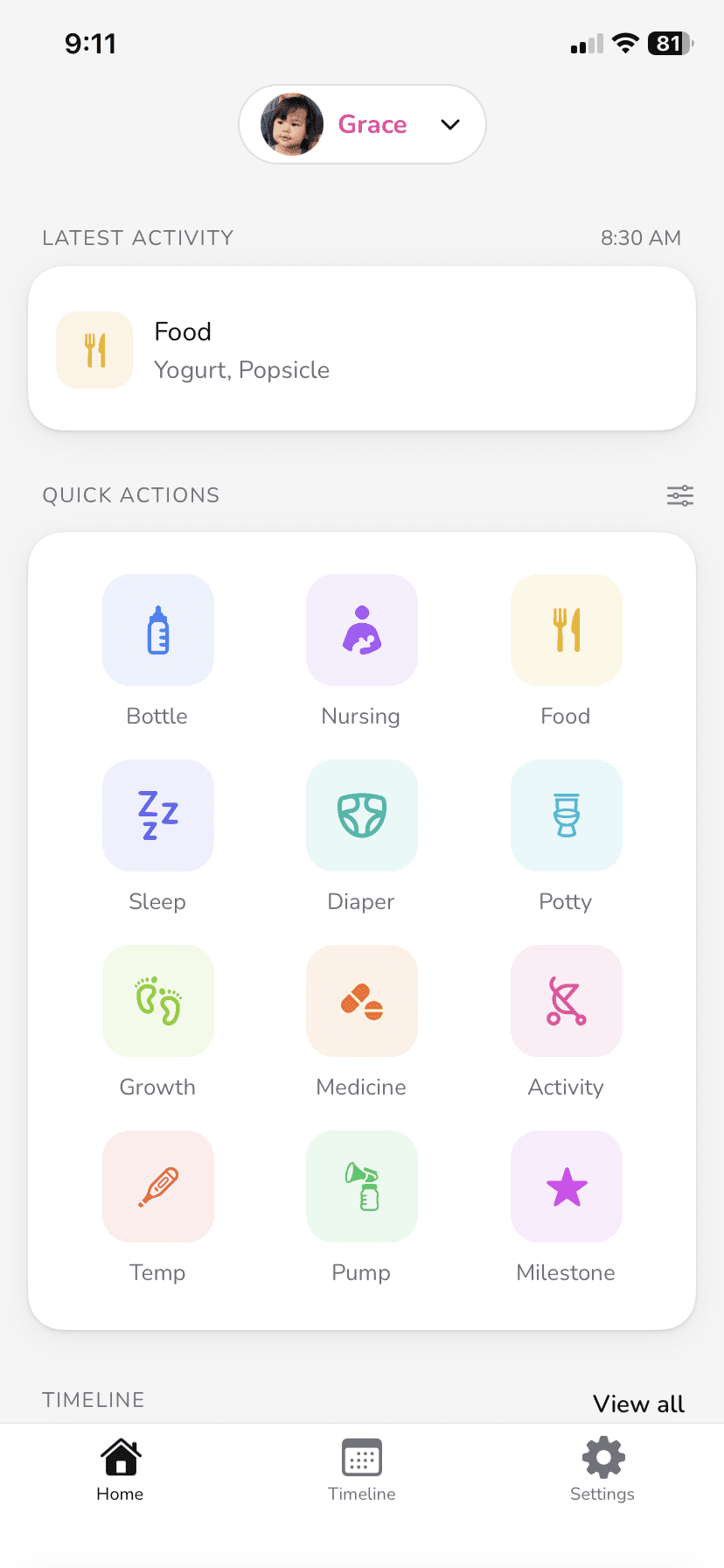 Quick actions